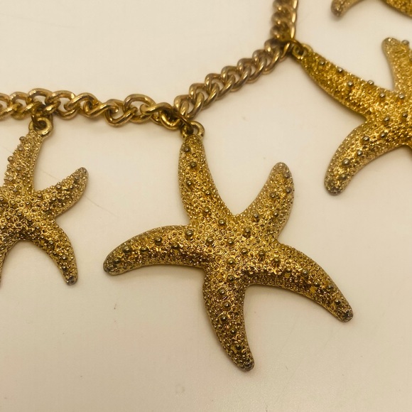 Beach Starfish Goldtone Statement Necklace - resort Wear - Picture 2 of 8